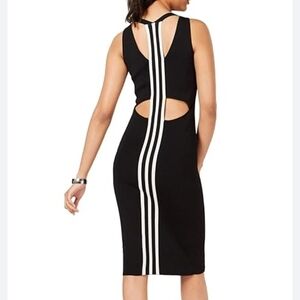 Bar III Cut Out Sleeveless Midi Bodycon Dress Size XXL Varsity Stripe